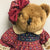 Plush Teddy Bear with Calico Print Dress 10" Jointed Bear Plush Toy