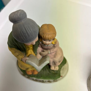 Porcelain Grandpa with Grandson Grandma with Granddaughter Set