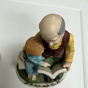 Porcelain Grandpa with Grandson Grandma with Granddaughter Set