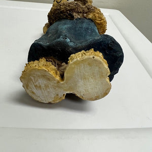 Resin Bear Figurine Girl with Denim Jumper 8 inch