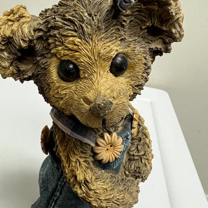 Resin Bear Figurine Girl with Denim Jumper 8 inch