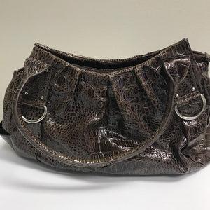 Sag Harbor Women’s Faux Brown Leather Reptile Shoulder Bag