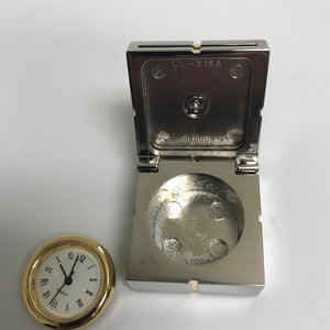Silver and Gold Toned Present Box Clock Miniature Desk Clock