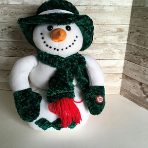 Singing Snowman Weighted Bottom 16" Plush Snowman Decoration Lights Up