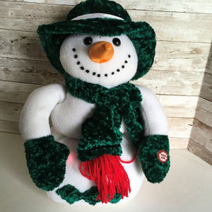 Singing Snowman Weighted Bottom 16" Plush Snowman Decoration Lights Up