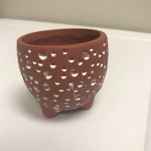 Small Ceramic Brown Flower Pot Planter Footed Planter