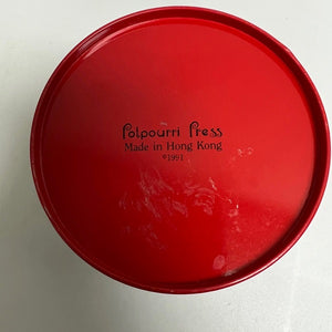 Small Round Christmas Tin Green Santa Claus Potpourri Press Tin 1991