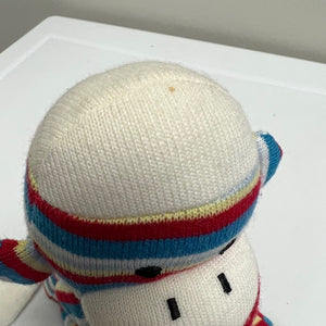 Sock Monkey 12 inch Knitted Plush by Aurora. Colorful Red Yellow Blue White