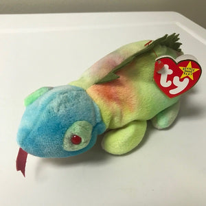 Ty Beanie Baby Tie Dye Iggy the Iguana with Tongue 1997