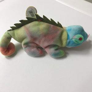 Ty Beanie Baby Tie Dye Iggy the Iguana with Tongue 