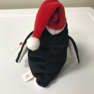 Ty Beanie Baby Zero the Penguin with Santa Hat 1998