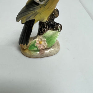 Vintage Bird Figurine Oriole Bird Black and Yellow 3.5 inch Porcelain Japan