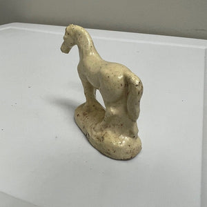 Vintage Ceramic Cream Speckled Horse Figurine 2.5 inch
