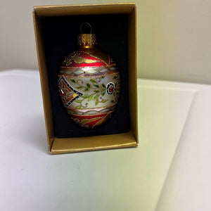 Vintage Glass Egg Christmas Ornament in Box