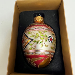 Vintage Glass Egg Christmas Ornament in Box