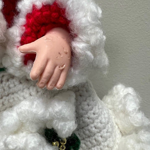 Vintage Mrs. Claus Doll with Handmade Crochet Dress
