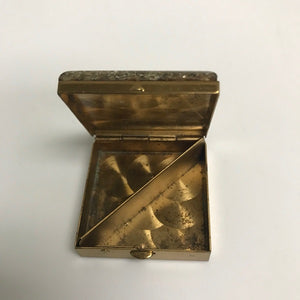 Vintage Silver and Gold Tone Metal Square Pill Box Divided Pill Box