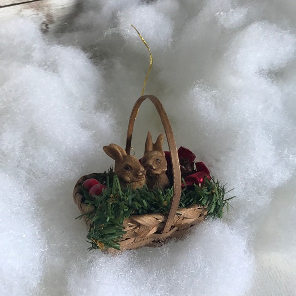 Silvestri Ornament Wicker Basket Christmas Ornament with Rabbits