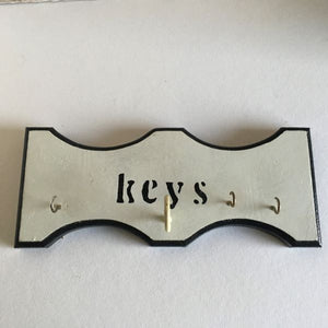 Wooden Key Holder With Hooks Black And White Wall Hanger