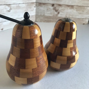 Wooden Pear Salt Shaker and Pepper Grinder