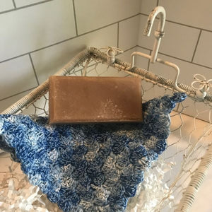 shades of blue crochet washcloth