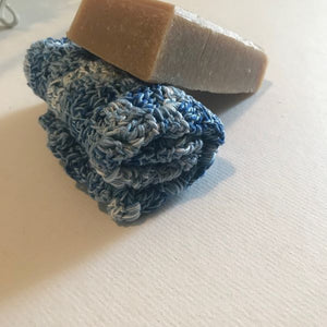handmade crocheted washcloth blue