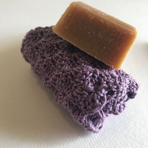 Plum Handmade Crocheted Cotton Washcloth