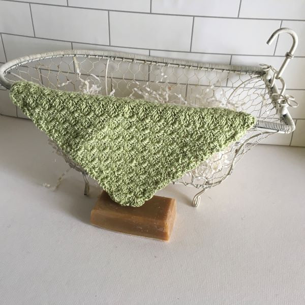 Lime Green Handmade Crocheted Cotton Washcloth