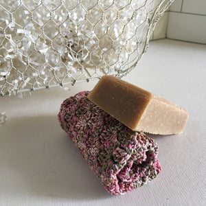 pink camo crochet washcloth