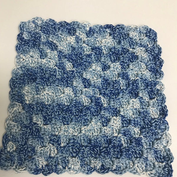 Shades of blue crochet washcloth
