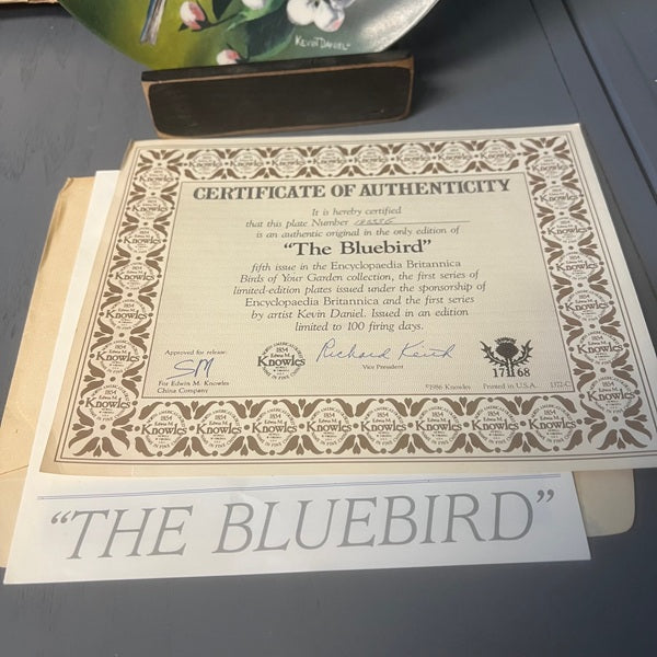 Authentic 1986 Kevin Daniel Bluebird Collectible Plate