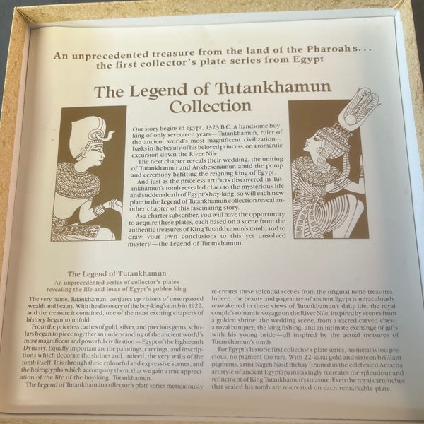 1991 The Legend of Tutankhamun Osiris Porcelain Collector Plate