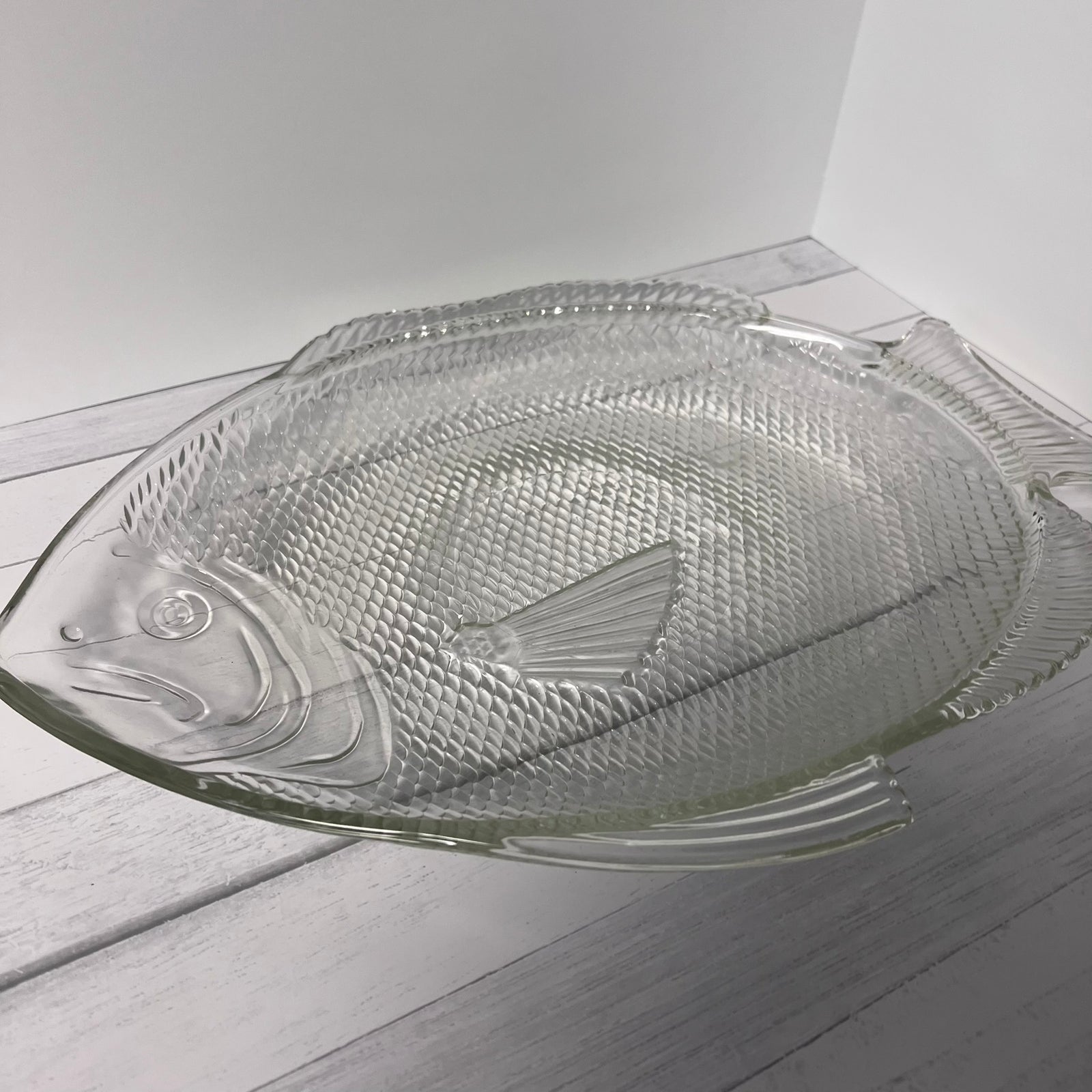 Anchor Hocking Glass Fish Platter 15 Inch Vintage Ovenproof