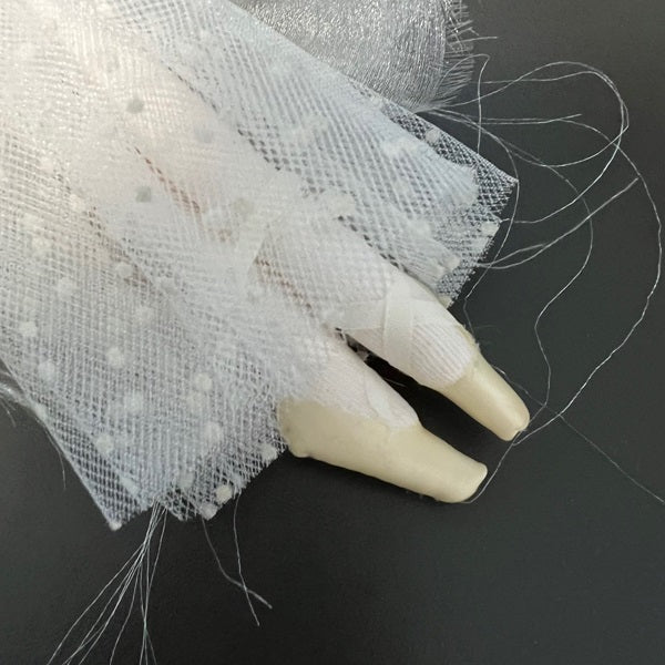 Ballerina Doll Ornament Porcelain Head Fabric Body White Tutu 7in