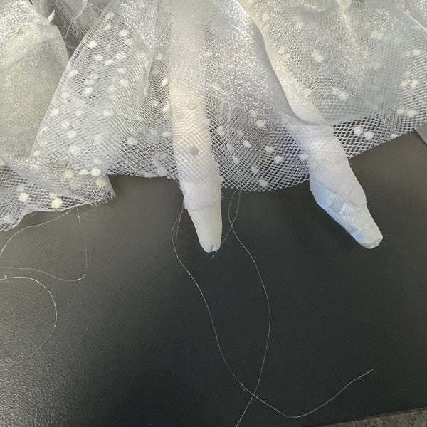 Ballerina Doll Ornament Porcelain Head Fabric Body White Tutu 7in