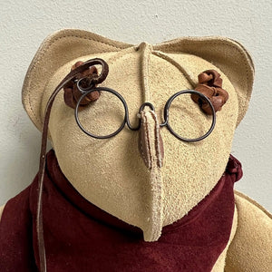Bear in Mind Leather Bully Bear Vintage Teddy Bear w Glasses 1995