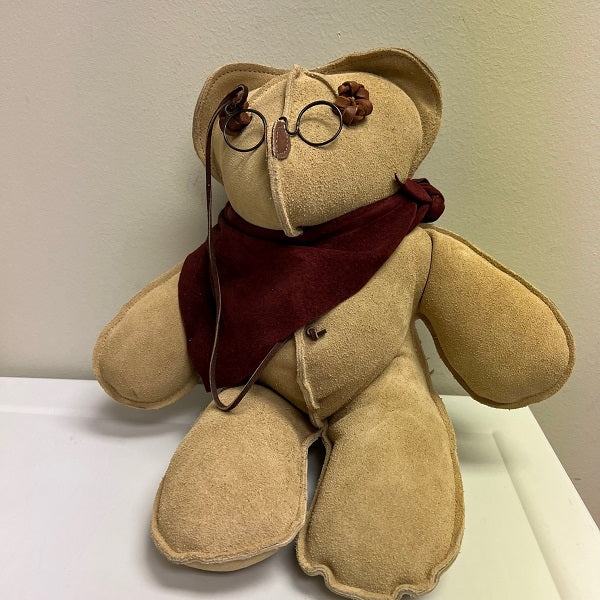 Bear in Mind Leather Bully Bear Vintage Teddy Bear w Glasses 1995