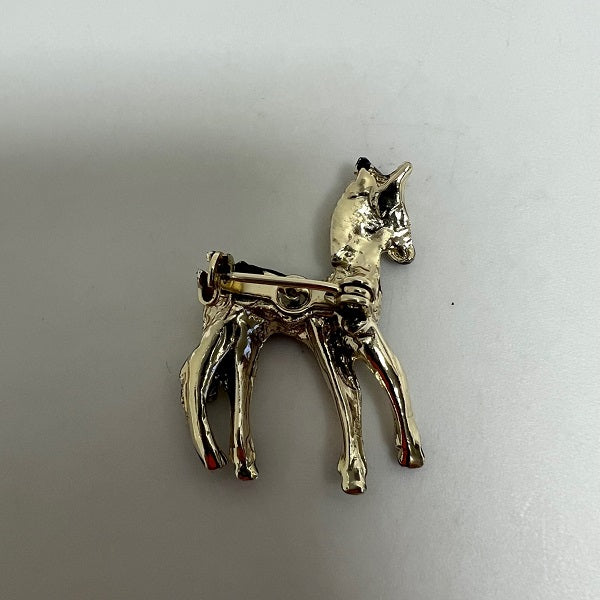 Black and White Enamel Gold Tone Zebra Brooch