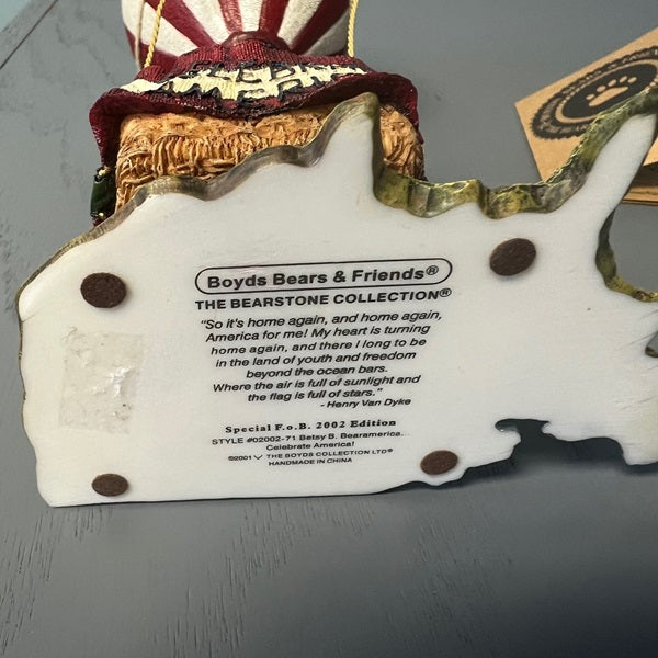 Boyds Bears Bearstone Collection Betsy B Bearamerica Special F.o.B 2002 Edition