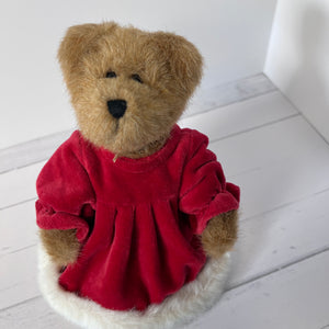 brown bear with red dress christmas 