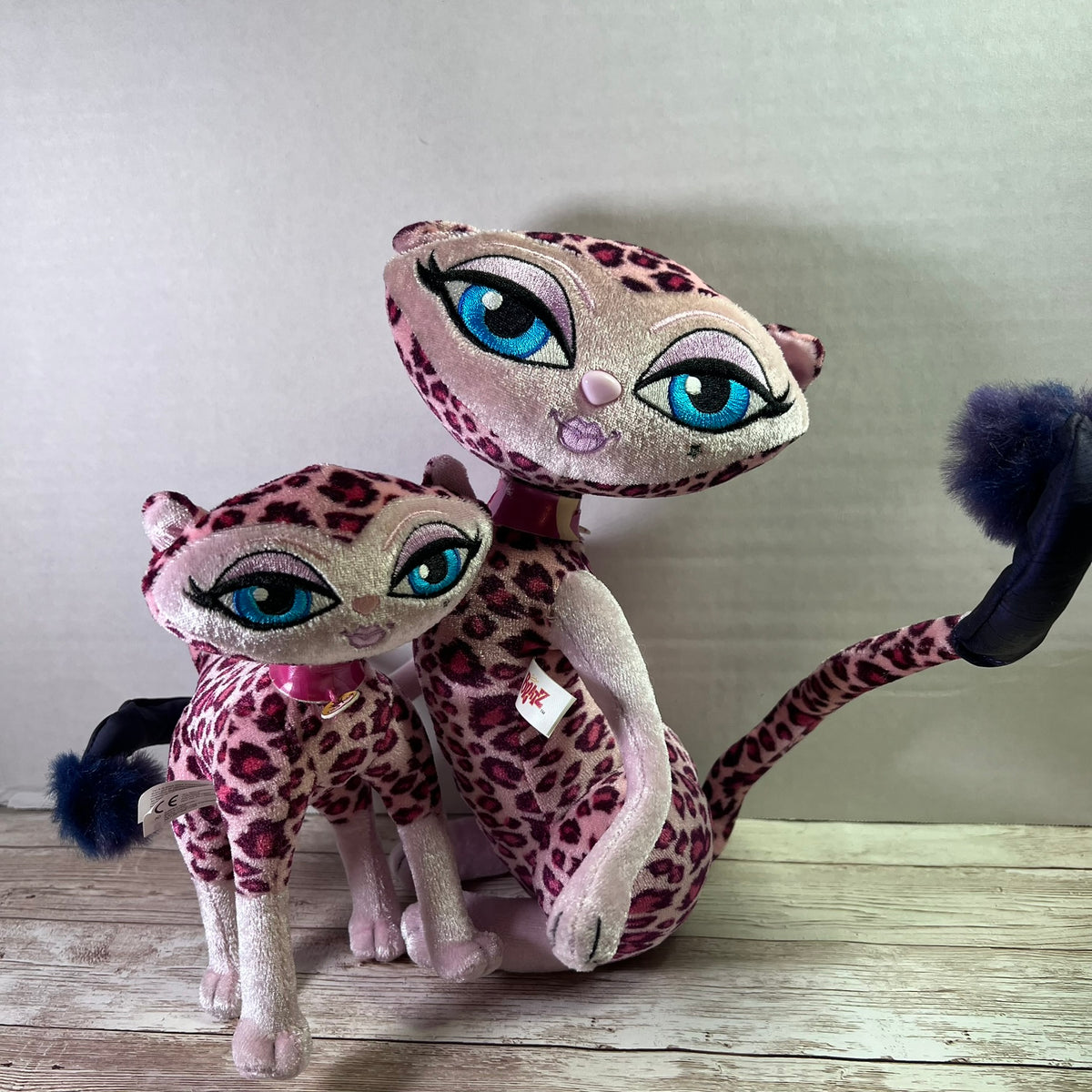 Bratz Petz Catz Kendall Pink Leopard Plush Cats Set of 2 MGA 2004 10" & 6"