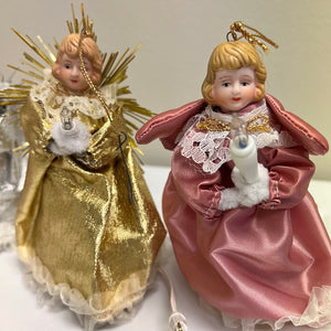 Christmas Tree Topper Vintage Angel Light-Up Ornament Lot of 4