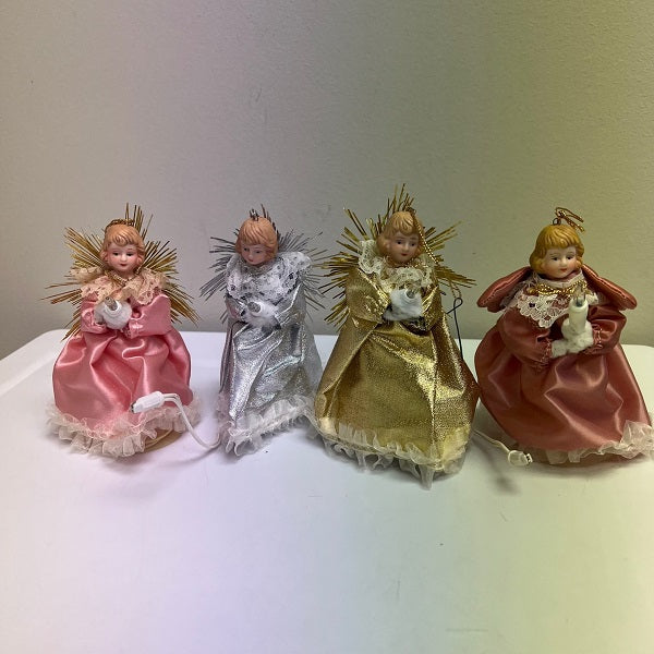 Christmas Tree Topper Vintage Angel Light-Up Ornament Lot of 4