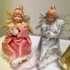 Christmas Tree Topper Vintage Angel Light-Up Ornament Lot of 4