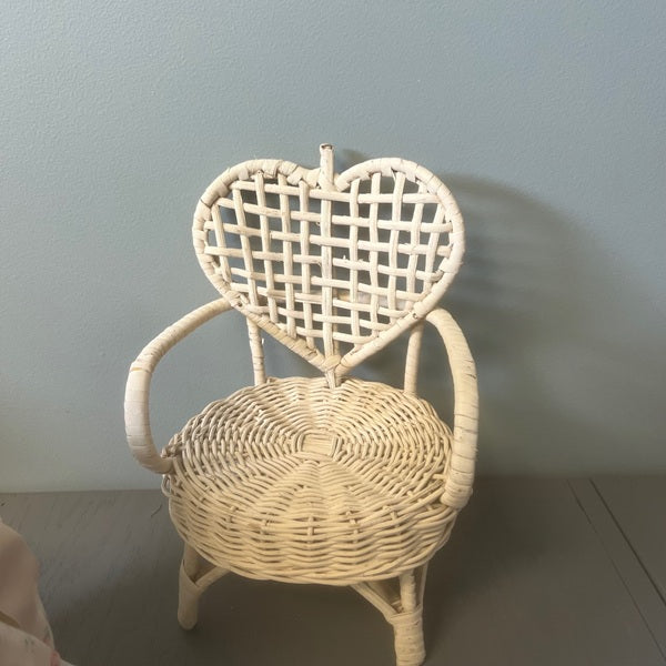 Authentic 1992 Cindy Marschner Seated Porcelain Doll with Wicker Chair