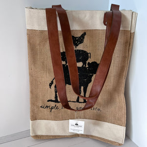 Col House Designs Farm Animal Tote Bag Jute Market Bag
