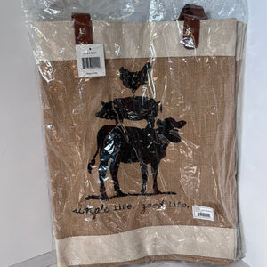 Col House Designs Farm Animal Tote Bag Jute Market Bag