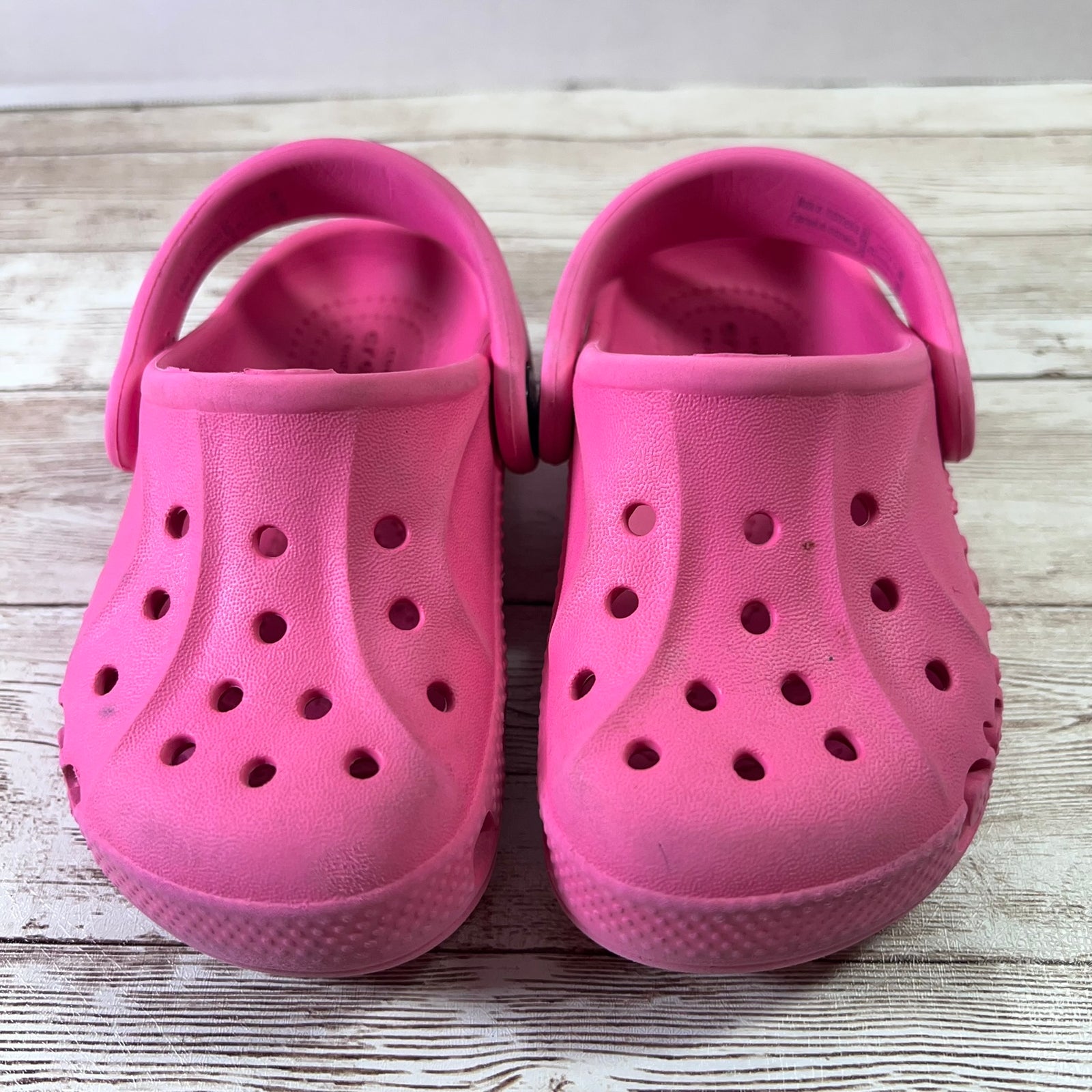 Crocs Baya Clogs Toddler Kids C6 Bright Electric Pink Slip On Shoes
