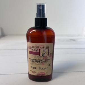 Pink sugar botanical body mist Chickenmash Farm white background