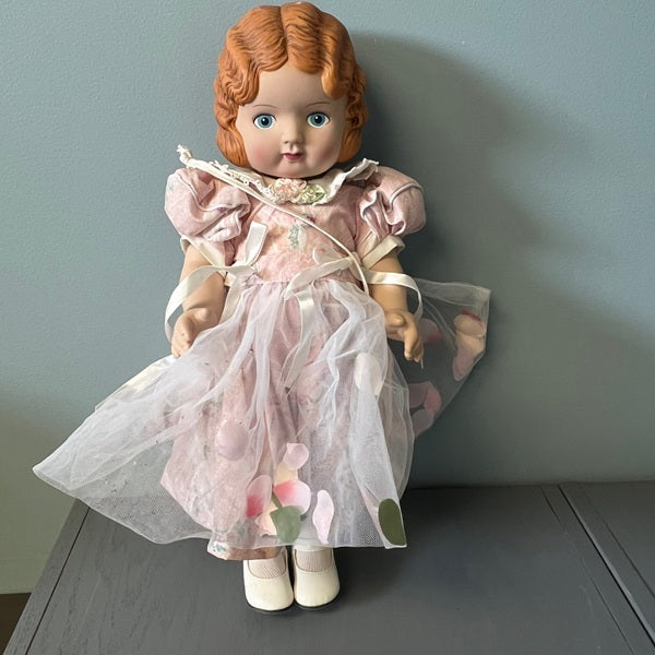 Daisy Kingdom 1991 Girl Doll 17 inch Hard Plastic Pansy Doll Molded Hair